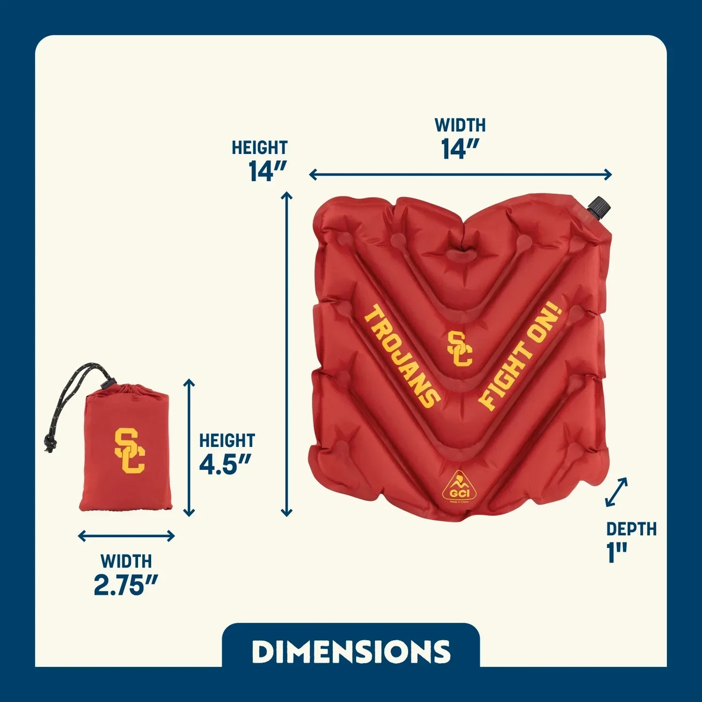 College V Seat™ Inflatable Stadium Cushion - USC Trojans - Grandstand Comfort