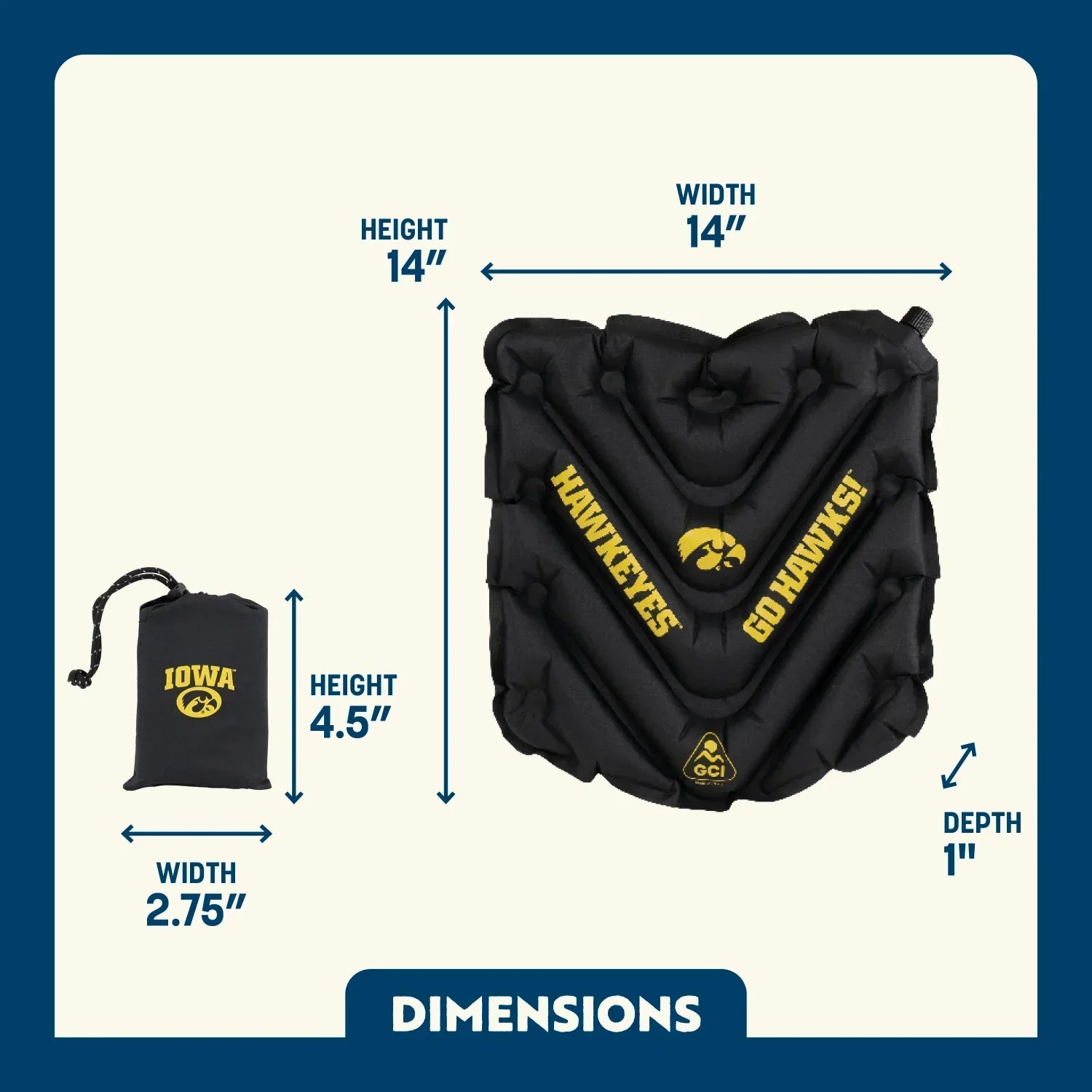 College V Seat™ Inflatable Stadium Cushion - Iowa Hawkeyes - Team Spirit Ready