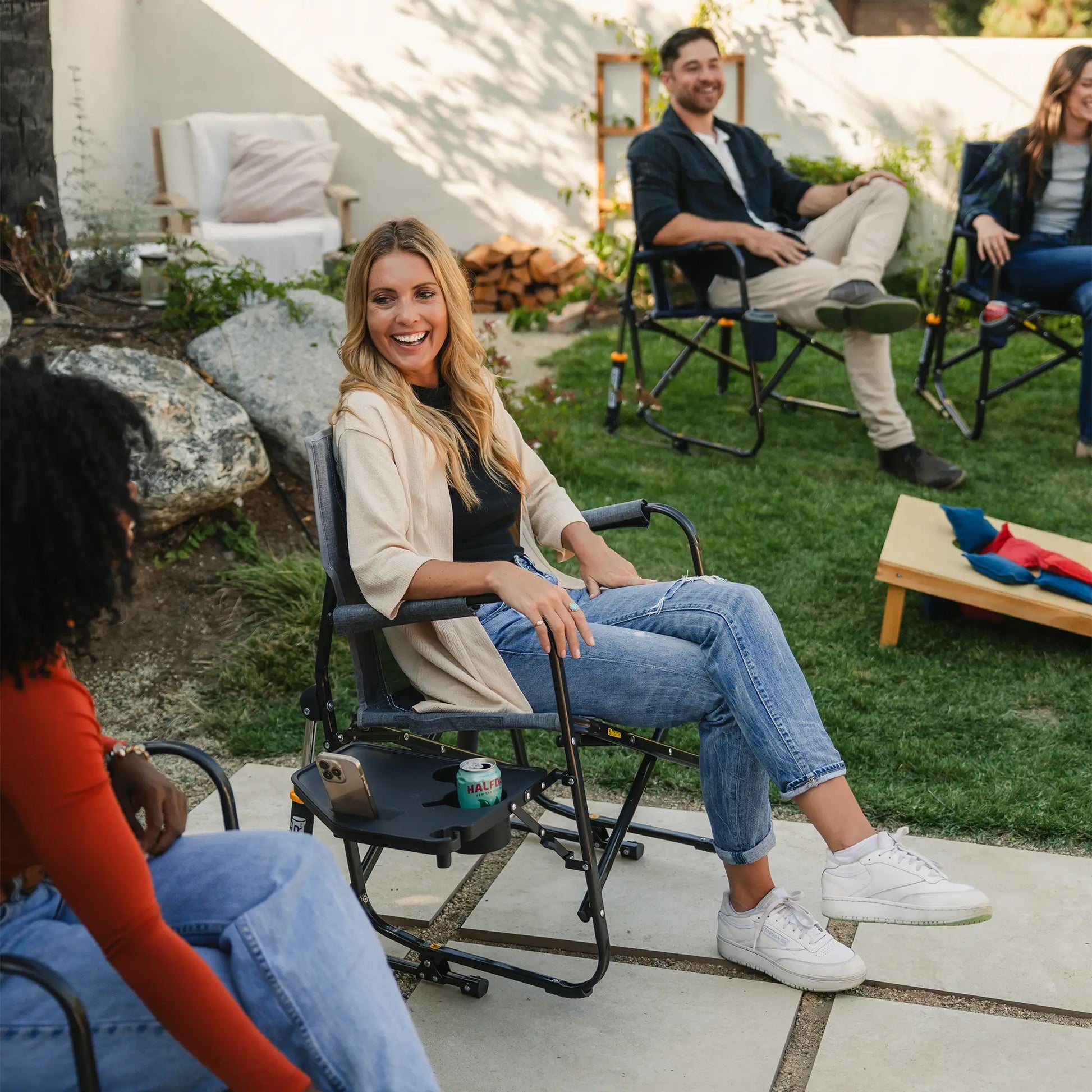 Freestyle Rocker™ with Side Table - Travel Camp Setup