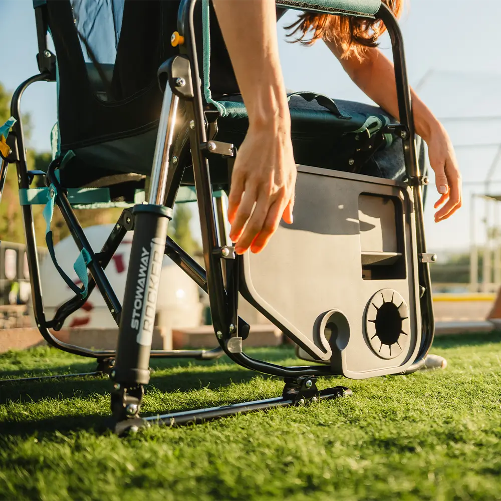 Stowaway Rocker™ with Side Table - Picnic Setup