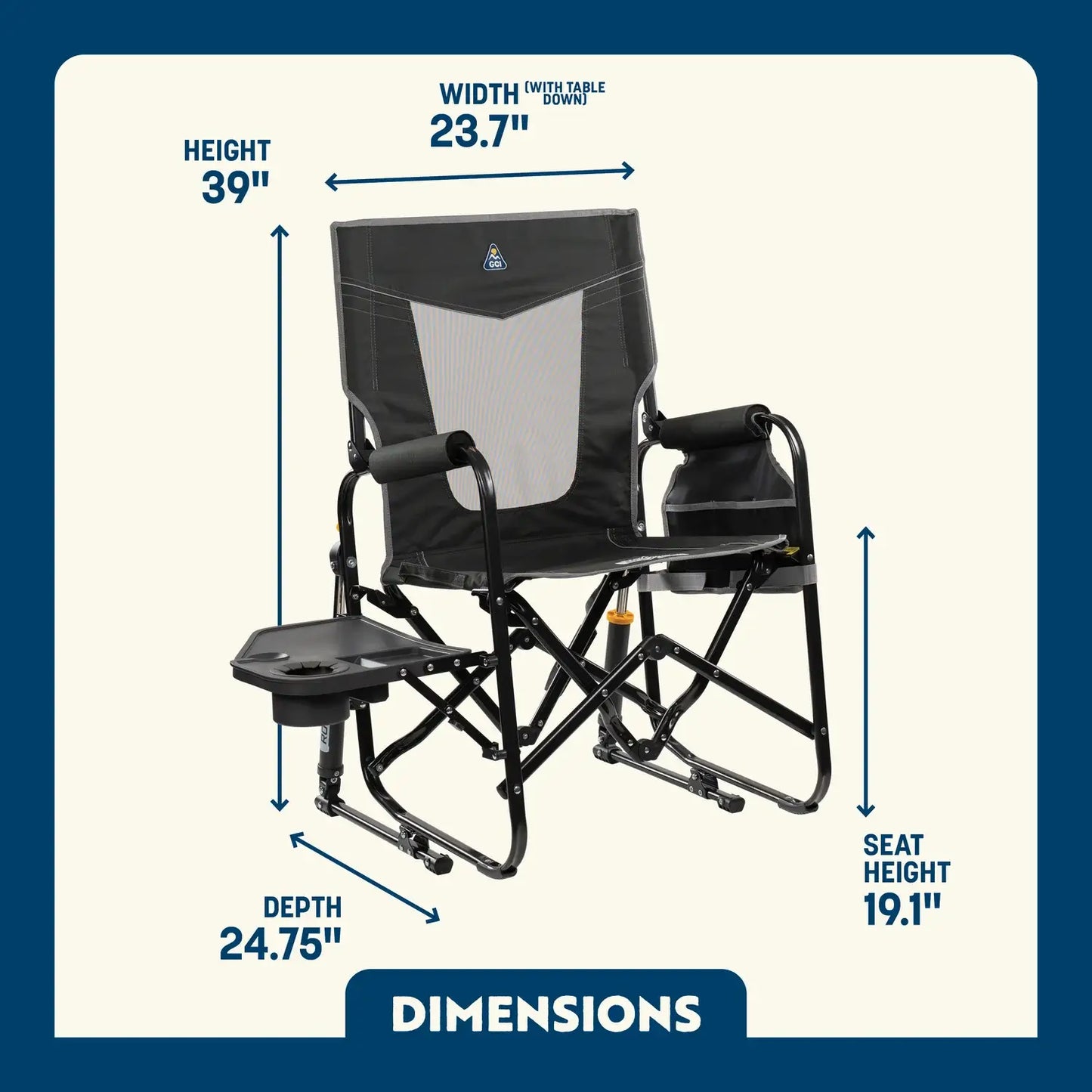 Stowaway Rocker™ with Side Table - Picnic Setup