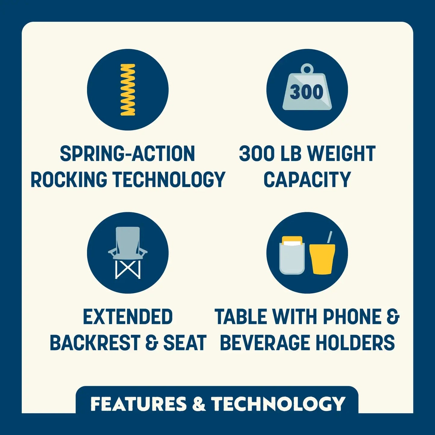 Stowaway Rocker™ with Side Table - Picnic Setup