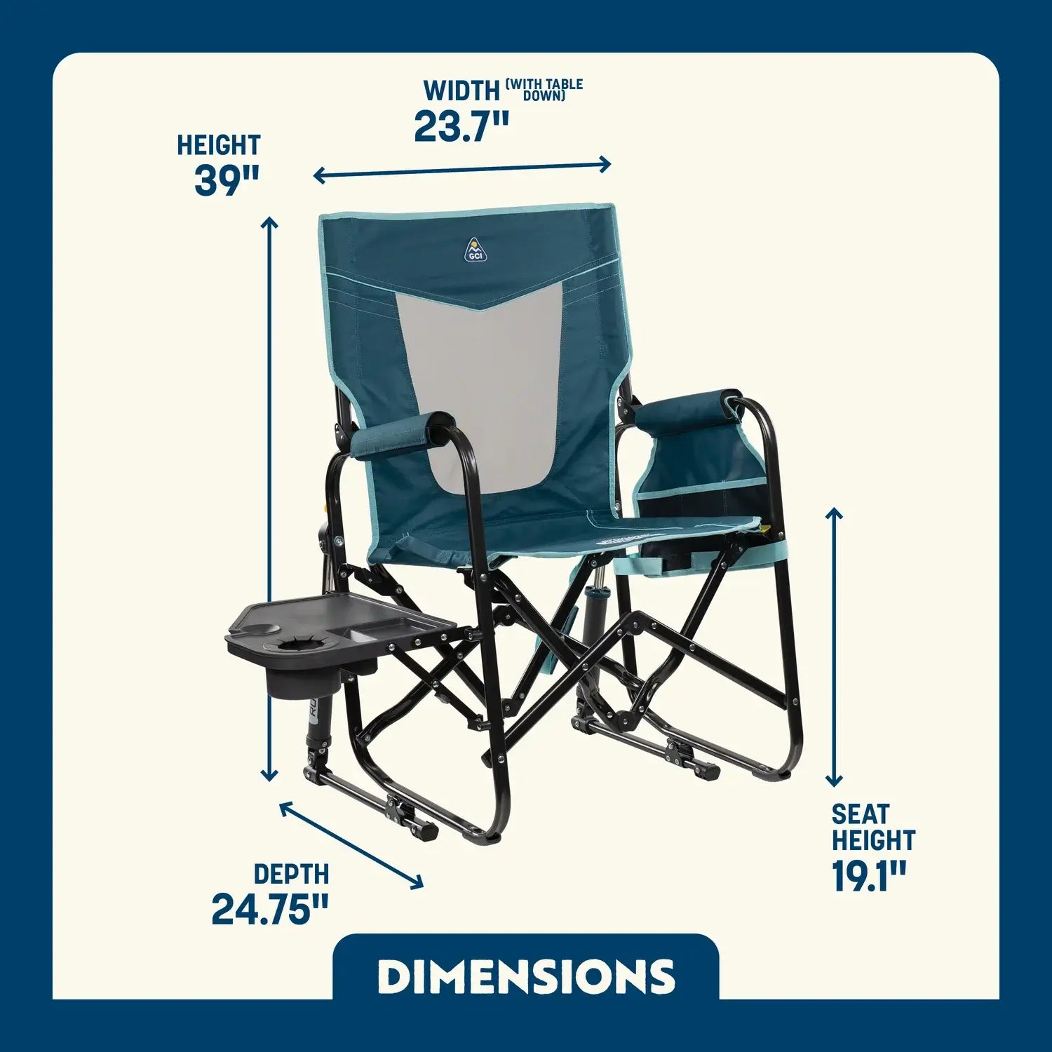 Stowaway Rocker™ with Side Table - Picnic Setup